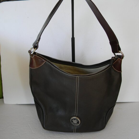 VINTAGE DOONEY & BOURKE BROWN PEBBLE LEATHER LARGE HOBO SHOULDER BAG - Picture 1 of 12